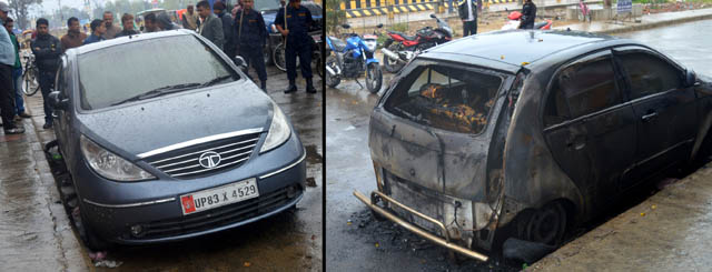 बाँकेः भारतीय गाडीमा आगजनी