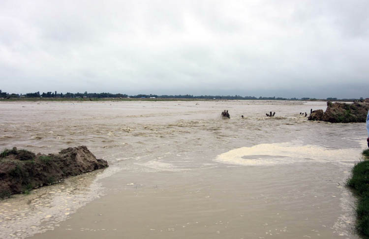 सप्तरीः खाडोको तटबन्ध भत्किंदा वस्ती जलमग्न, एकजना वेपत्ता