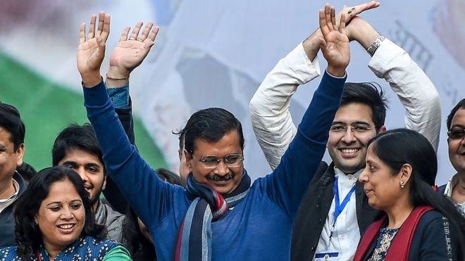 दिल्लीमा केजरीवालको पार्टी पुन: विजयी, बीजेपीलाई ८ सिट, कांग्रेसकाे शून्य