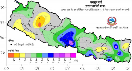 यो वर्ष मनसुनमा सरदरभन्दा बढी वर्षा, अहिलेसम्म कहाँ कति वर्षा भयो ?